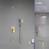 Kibi Cube Pressure Balanced 3-Function Shower System with Rough-In Valve, Brushed Gold KSF406BG